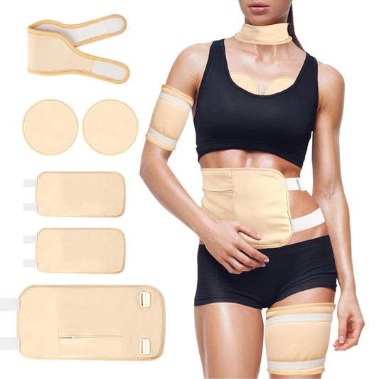 Castor Oil Wrap Set for Women, 6-Piece Reusable Organic Cotton Pack Set for Neck, Waist, Chest and Knee, V1188-MS-612-001