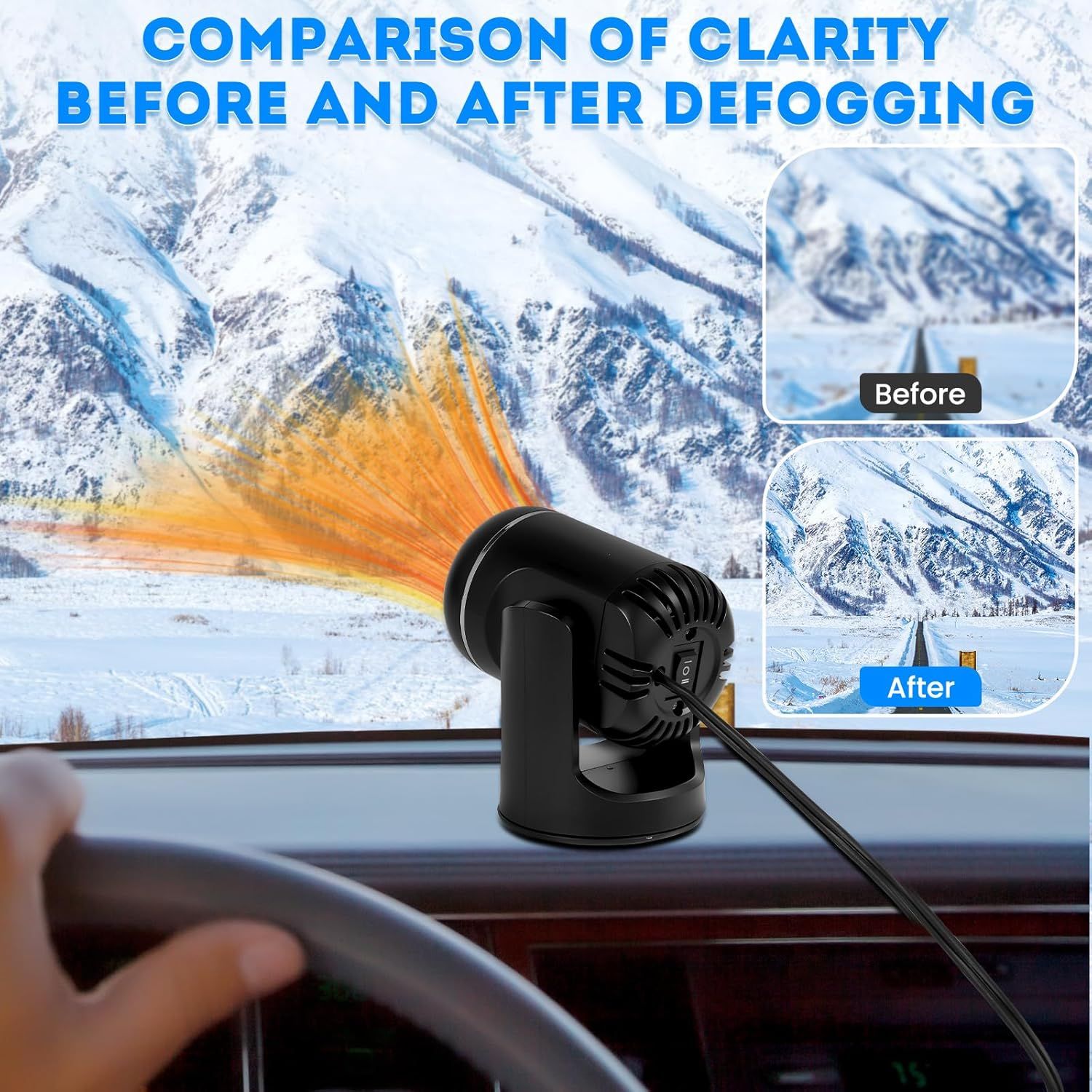 12V 150W Car Heater - 2-in-1 Heating/Cooling - 360-Degree Rotation - Windshield Defroster V1188-MS-612-013