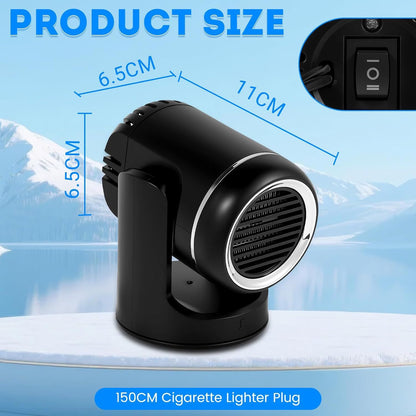 12V 150W Car Heater - 2-in-1 Heating/Cooling - 360-Degree Rotation - Windshield Defroster V1188-MS-612-013