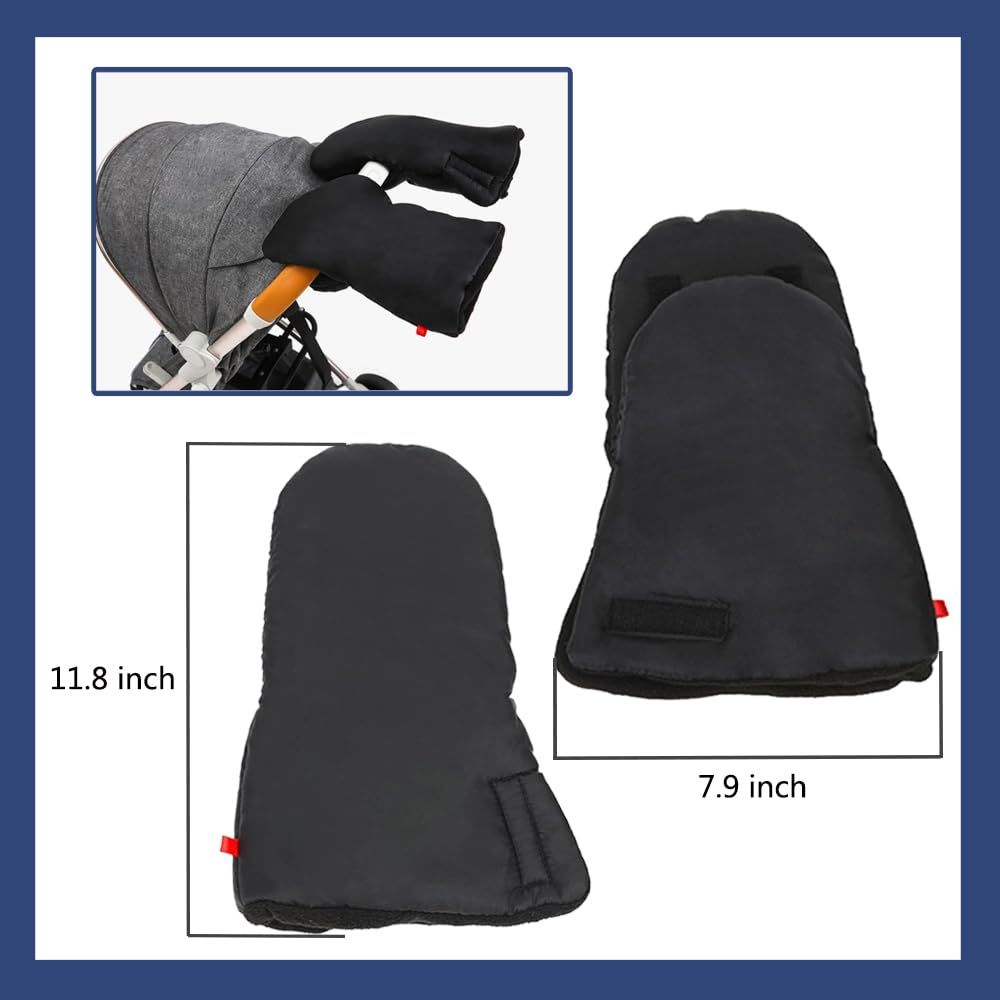 Stroller Hand Muff - Waterproof and Frost-Resistant - Extra Thick and Warm - Black - Unisex Stroller Accessory V1188-MS-612-014