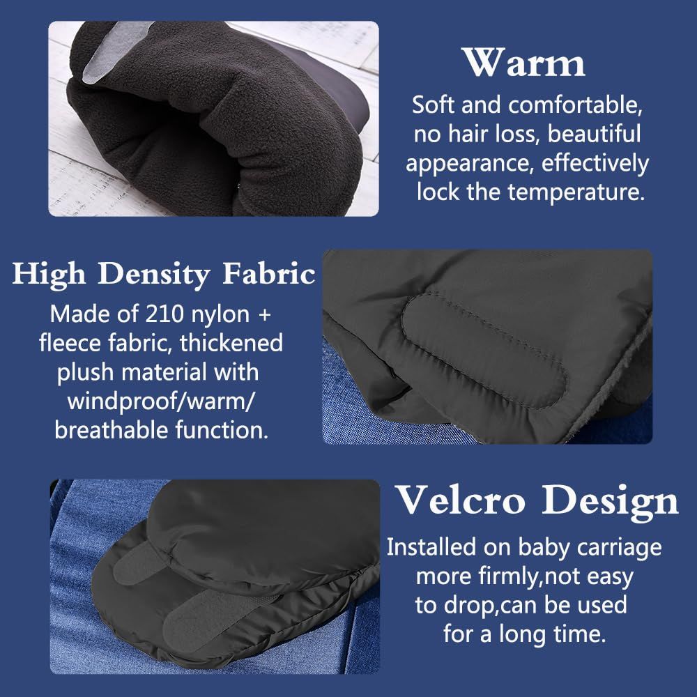 Stroller Hand Muff - Waterproof and Frost-Resistant - Extra Thick and Warm - Black - Unisex Stroller Accessory V1188-MS-612-014