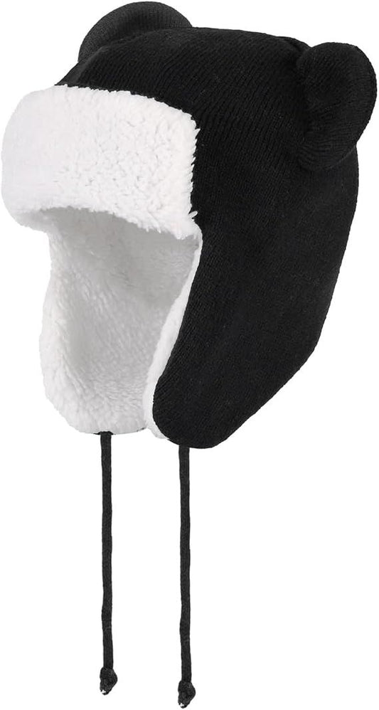 Warm Hat - Baby Winter Hat with Earflaps - Fleece Lining - Knitted - 2 Cute Ears - For Girls & Boys (Head V1188-MS-612-015