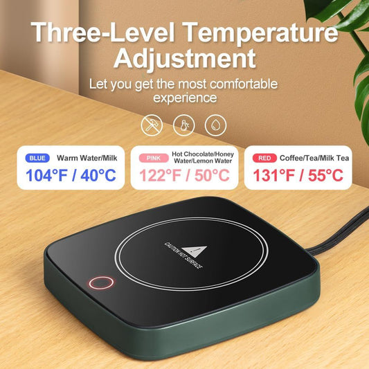 16W Desktop Coffee Mug Warmer, 3 Adjustable Temperature Levels, 12-Hour Auto Shut-Off, Waterproof Reinforced V1188-MS-612-018