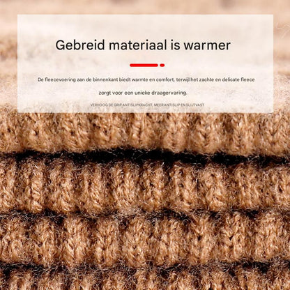 Men's Knitted Gloves - Warm Fingerless Winter Gloves - Thick Fleece-Lined Wool Touchscreen Gloves - Pineapple V1188-MS-612-022