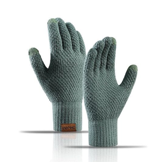 Men's Knitted Gloves - Warm Fingerless Winter Gloves - Thick Fleece-Lined Wool Touchscreen Gloves - Pineapple V1188-MS-612-024