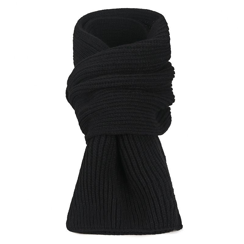 Warm Winter Scarf - Unisex - Solid Color Warm Knitted Winter Scarf - Ribbed Knit Scarf - Black V1188-MS-612-029
