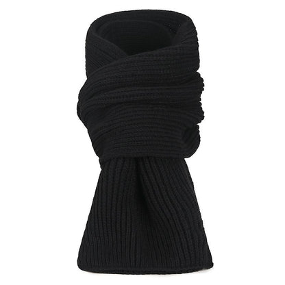 Warm Winter Scarf - Unisex - Solid Color Warm Knitted Winter Scarf - Ribbed Knit Scarf - Black V1188-MS-612-029