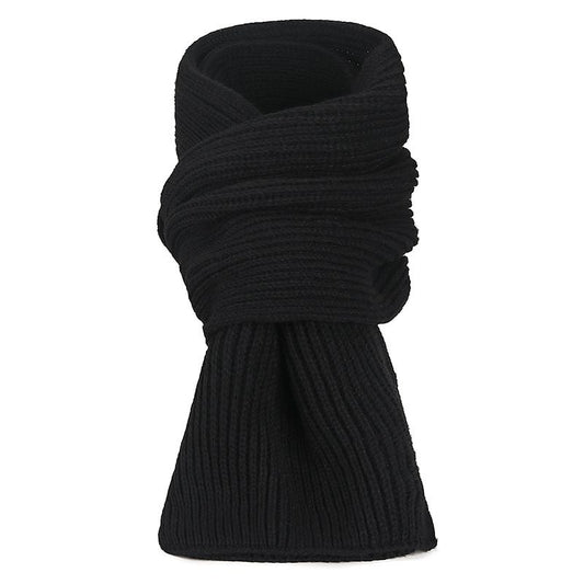 Warm Winter Scarf - Unisex - Solid Color Warm Knitted Winter Scarf - Ribbed Knit Scarf - Black V1188-MS-612-029