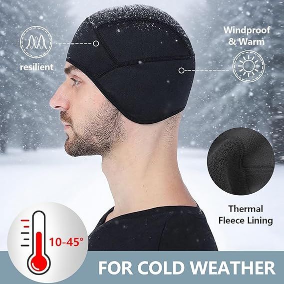 Winter Cycling Cap - Can Be Worn Under a Helmet - Windproof and Warm - Unisex - Gray V1188-MS-612-030