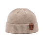 Knitted Hat - Rolled Brim Beanie - Warm Winter Hat - Knit Wool Brimless Cap - Unisex - Beige V1188-MS-612-031