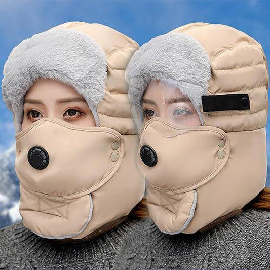 3-in-1 Winter Hat - Windproof and Waterproof - Faux Fur Lining - Full Protection - Suitable for Men and Women V1188-MS-612-032