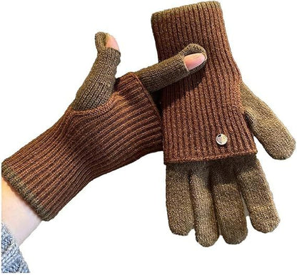 2-in-1 Women's Winter Gloves - with Touchscreen Function - Knitted, Stretchy, Warm Gloves - with Knit Wrist V1188-MS-612-035
