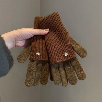2-in-1 Women's Winter Gloves - with Touchscreen Function - Knitted, Stretchy, Warm Gloves - with Knit Wrist V1188-MS-612-035