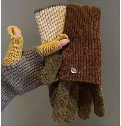 2-in-1 Women's Winter Gloves - with Touchscreen Function - Knitted, Stretchy, Warm Gloves - with Knit Wrist V1188-MS-612-035