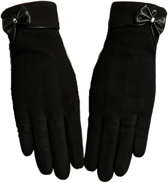 Insulated Women's Gloves - Extra Thick Lining - Specially Designed for Cycling - With Bow Decoration - Soft V1188-MS-612-037