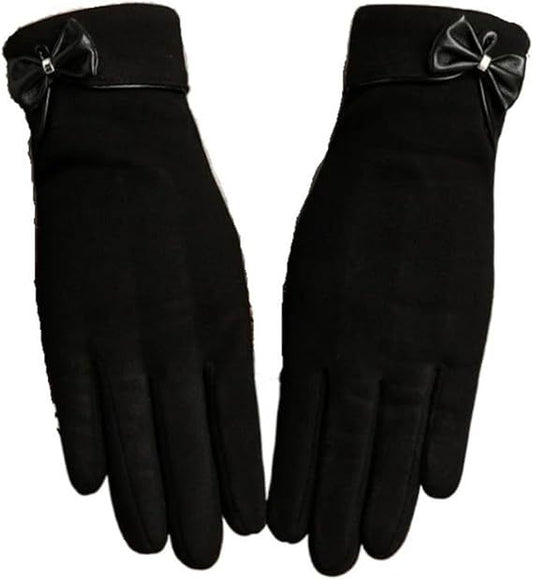 Insulated Women's Gloves - Extra Thick Lining - Specially Designed for Cycling - With Bow Decoration - Soft V1188-MS-612-037