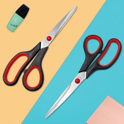 Stainless Steel Kitchen & Office Scissors with Soft Grip Handle, Sharp Multipurpose Craft Shears, Orange and V1188-MS-617-003