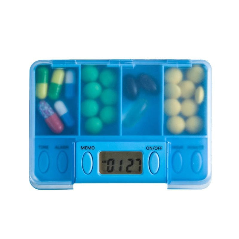 Travel Pill Organizer with Alarm and Digital Timer, Portable Medicine Tablet Dispenser Case, White V1188-MS-617-006