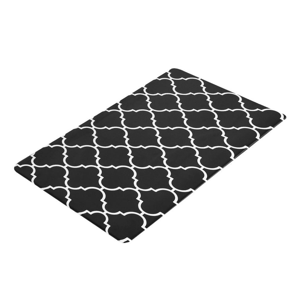 Non-Slip PVC Kitchen Floor Mat 45 x 75 cm, Waterproof Rug, Black Moroccan Trellis V1188-MS-617-010