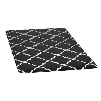 Non-Slip PVC Kitchen Floor Mat 45 x 75 cm, Waterproof Rug, Black Moroccan Trellis V1188-MS-617-010