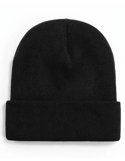 Plain Knit Beanie Hat, Unisex Winter Warm Ski Cap, One Size, Black V1188-MS-617-013