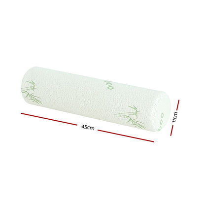 Memory Foam Neck Roll Pillow with Bamboo Cover, Cervical Support Bolster Cushion V1188-MS-617-014