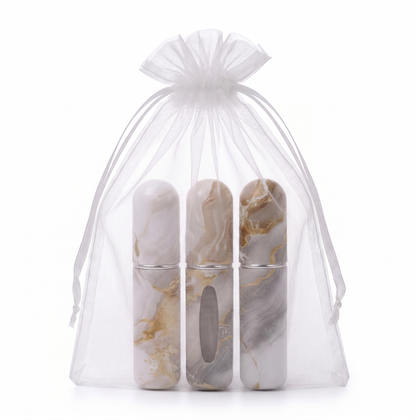 3 Pack 5ml Travel Perfume Atomizer Bottles, Leakproof Bottom-Fill Spray Set, Champagne Marble V1188-MS-617-016