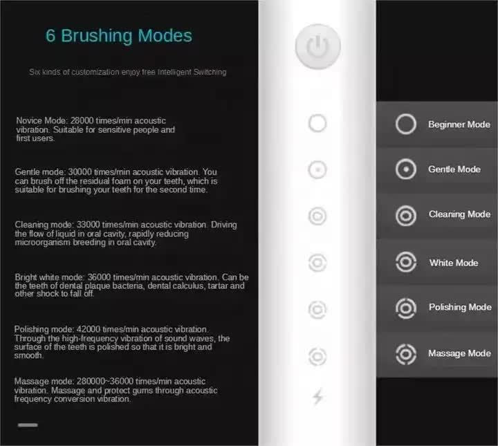 Sonic Electric Toothbrush Set with 4 Replacement Heads and USB Charging Cable, White V1188-MS-617-017