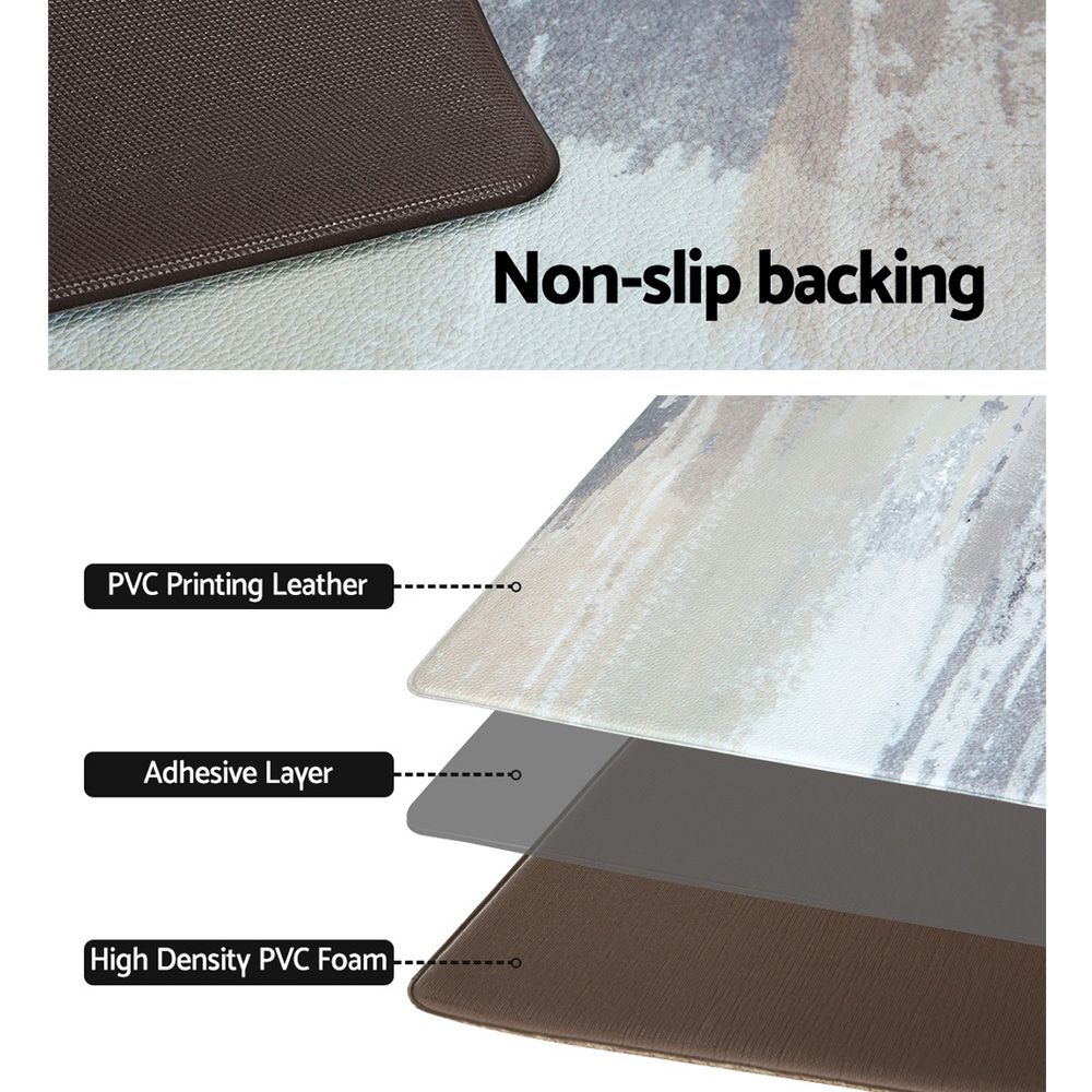 Non-Slip PVC Kitchen Floor Mat 45 x 75 cm, Waterproof Rug, Abstract Marble Pattern V1188-MS-617-021