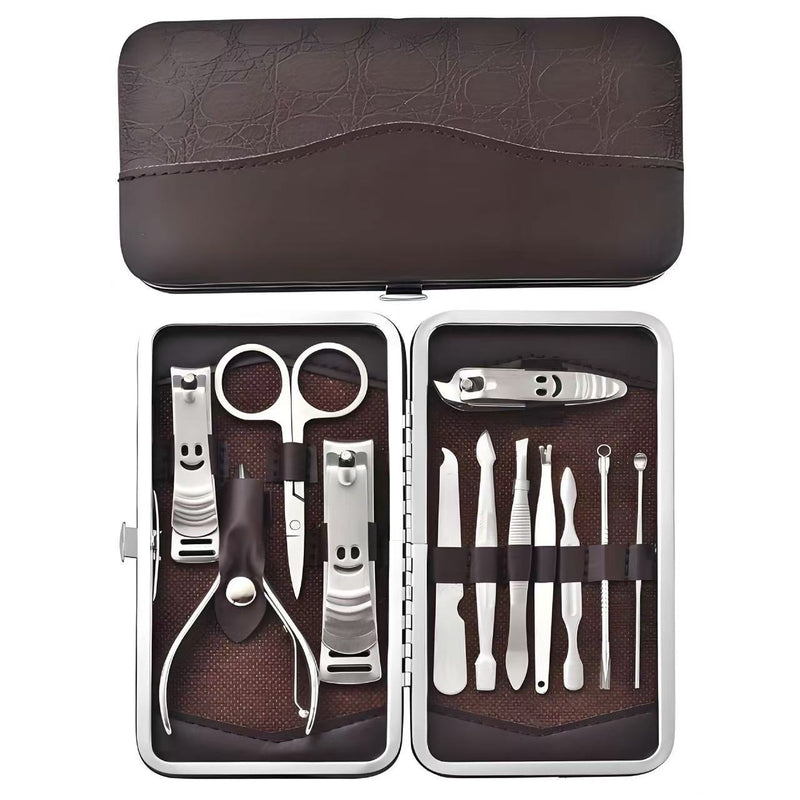 12-Piece Manicure Pedicure Kit, Professional Nail Clipper Grooming Set, Brown Croc Case V1188-MS-617-023