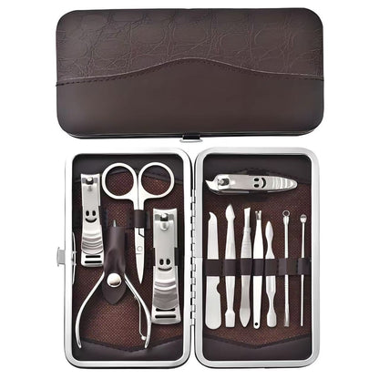 12-Piece Manicure Pedicure Kit, Professional Nail Clipper Grooming Set, Brown Croc Case V1188-MS-617-023