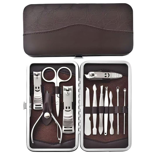 12-Piece Manicure Pedicure Kit, Professional Nail Clipper Grooming Set, Brown Croc Case V1188-MS-617-023
