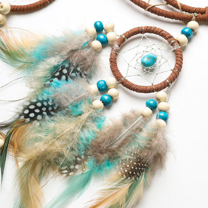 Handmade Dream Catcher with Feathers, Bohemian Wall Hanging Wind Chime Decor V1188-MS-617-033