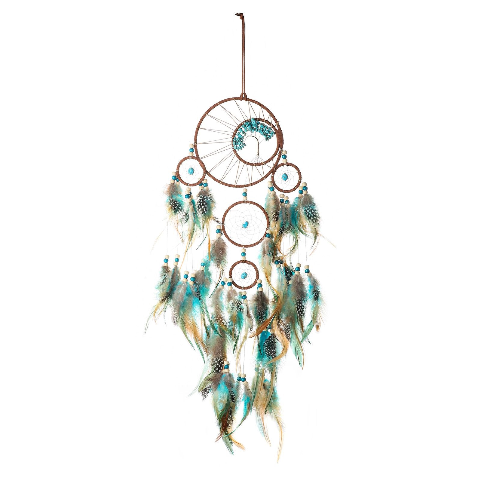 Handmade Dream Catcher with Feathers, Bohemian Wall Hanging Wind Chime Decor V1188-MS-617-033