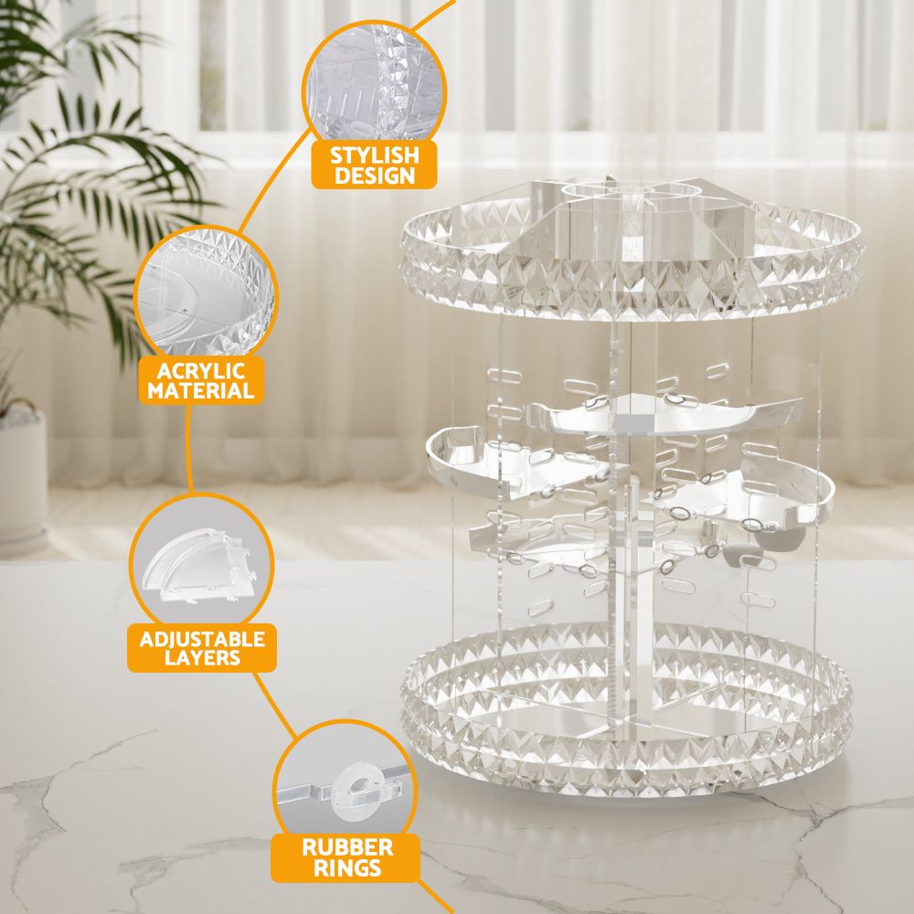 Rotating Acrylic Makeup Organizer, Cosmetic Storage Display Holder V1188-MS-617-035