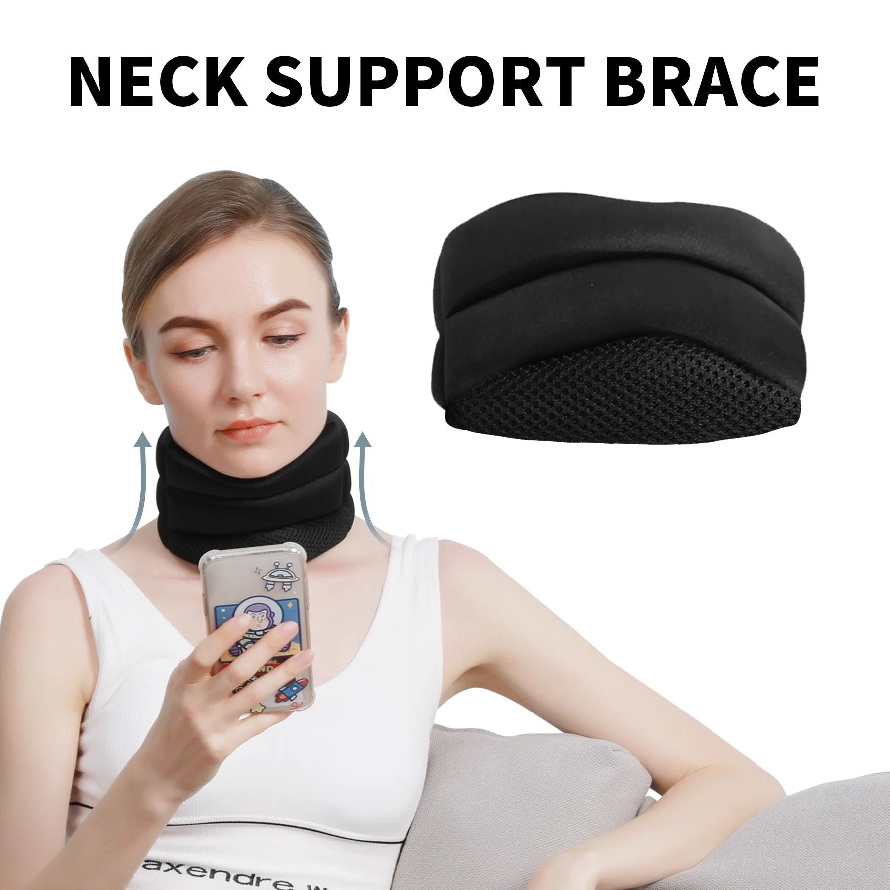 Adjustable Neck Brace with V-Shape Design, Cervical Spine Support for Posture and Pain Relief V1188-MS-617-047