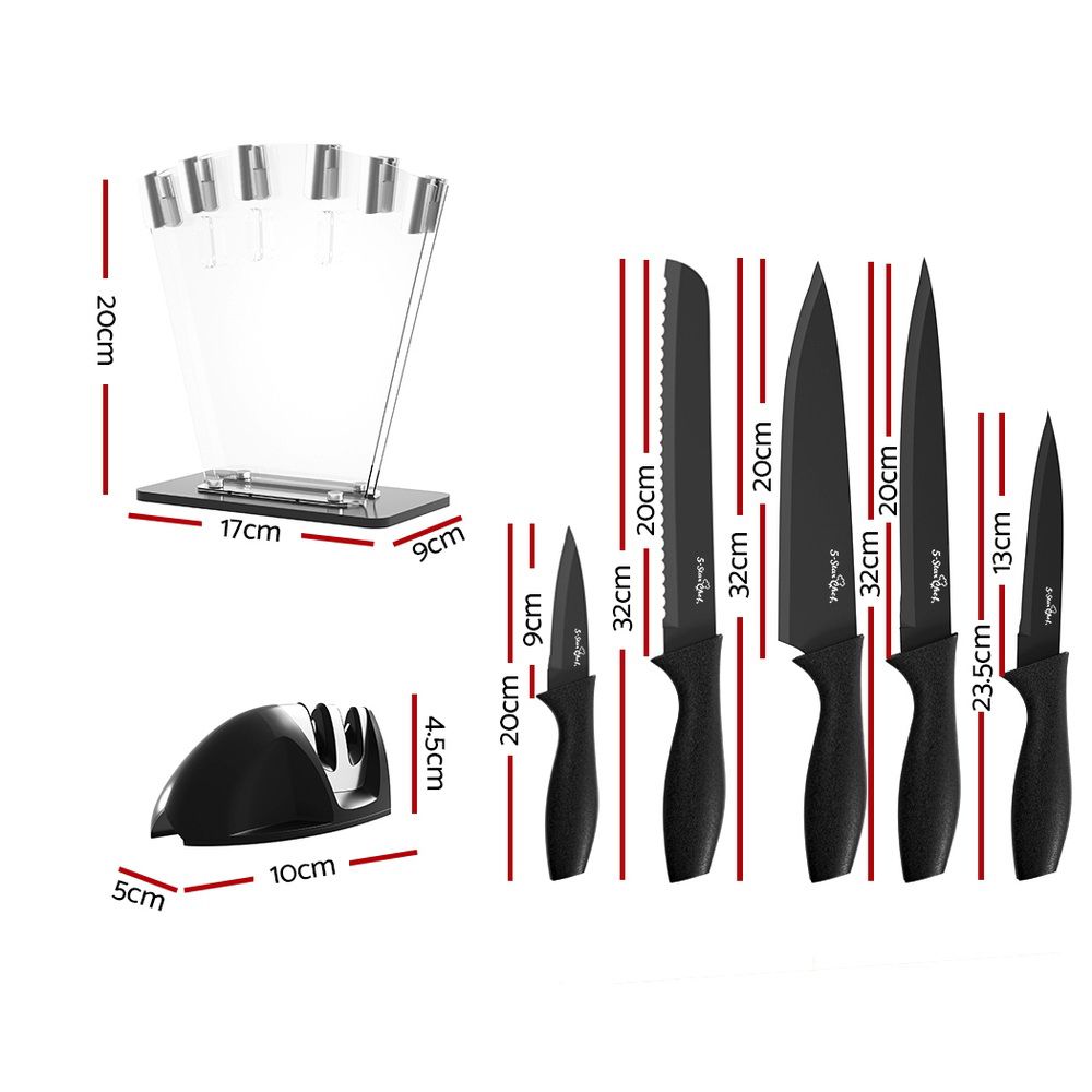 7-Piece Kitchen Knife Set with Sharpener, Stainless Steel Non-Stick Blades V1188-MS-617-051