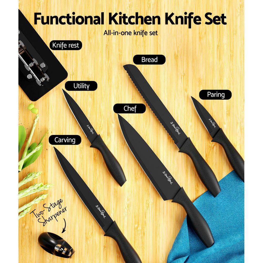7-Piece Kitchen Knife Set with Sharpener, Stainless Steel Non-Stick Blades V1188-MS-617-051