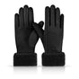 Women's Winter Touchscreen Gloves, Warm Velvet Lined Thickened Gloves, Black V1188-MS-617-056