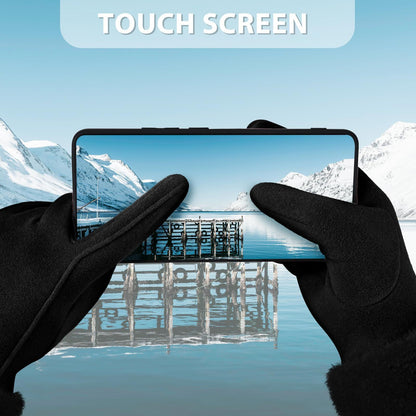 Women's Winter Touchscreen Gloves, Warm Velvet Lined Thickened Gloves, Black V1188-MS-617-056