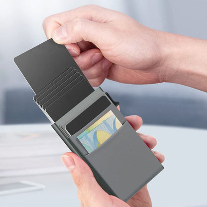 Ultra-Slim Pop-Up Card Holder Wallet with RFID Blocking, Black Wallet and Black Card Holder V1188-MS-617-057