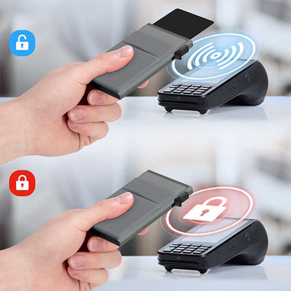 Ultra-Slim Pop-Up Card Holder Wallet with RFID Blocking, Black Wallet and Black Card Holder V1188-MS-617-057