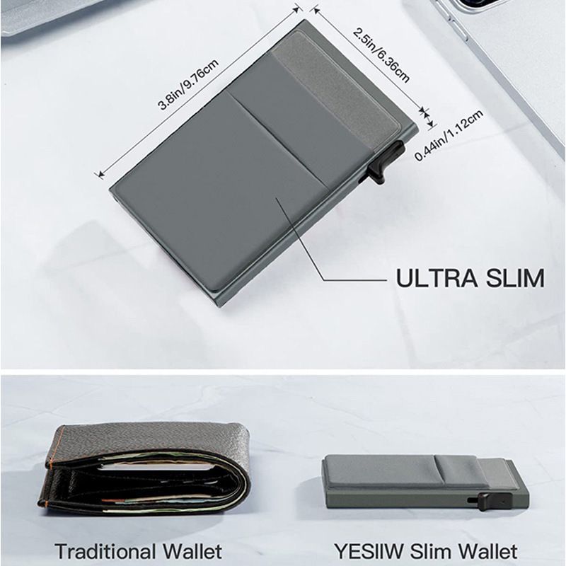 Ultra-Slim Pop-Up Card Holder Wallet with RFID Blocking, Black Wallet and Black Card Holder V1188-MS-617-057