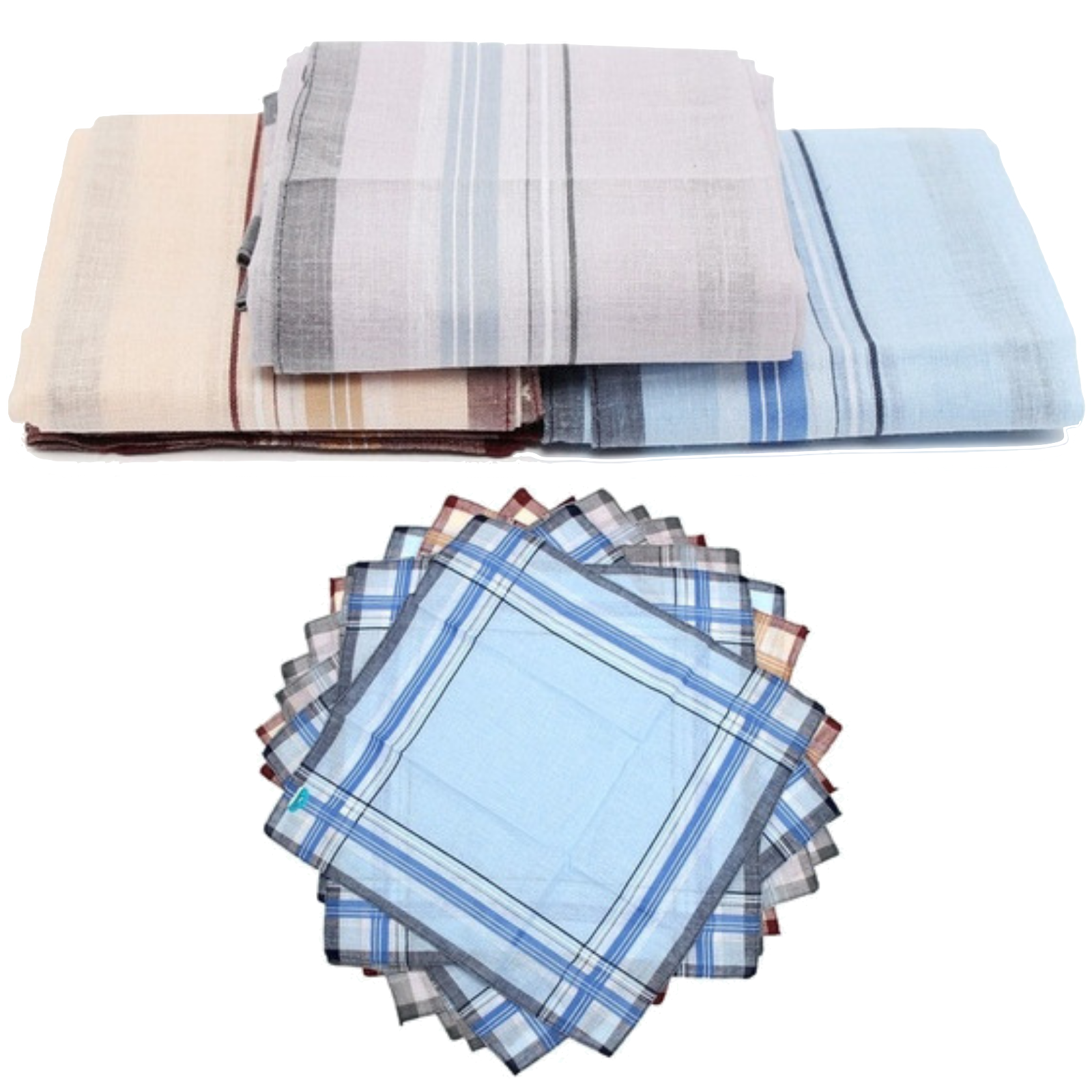 12 Pack Men's Cotton Handkerchiefs, 35 x 35 cm Pocket Square Hankies V1188-MS-617-059