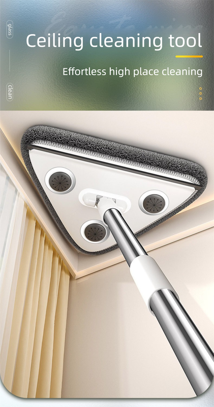 Adjustable Triangle Cleaning Mop with 119 cm Handle, Rotating Head Wall Window and Ceiling Cleaner V1188-MS-617-063