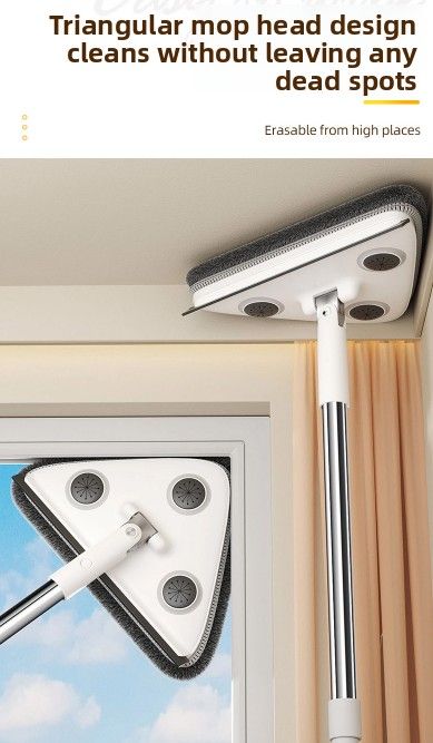 Adjustable Triangle Cleaning Mop with 119 cm Handle, Rotating Head Wall Window and Ceiling Cleaner V1188-MS-617-063