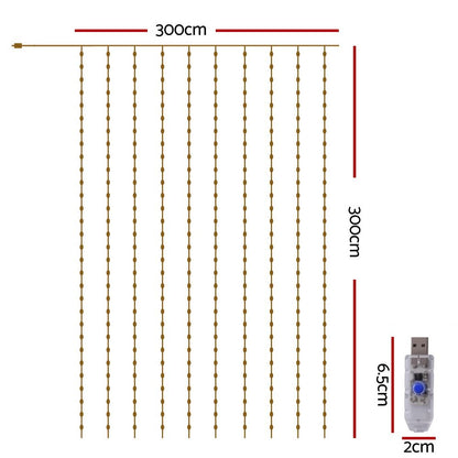 30 m Curtain String Lights, 300 LED Christmas Fairy Lights, Warm White V1188-MS-617-065