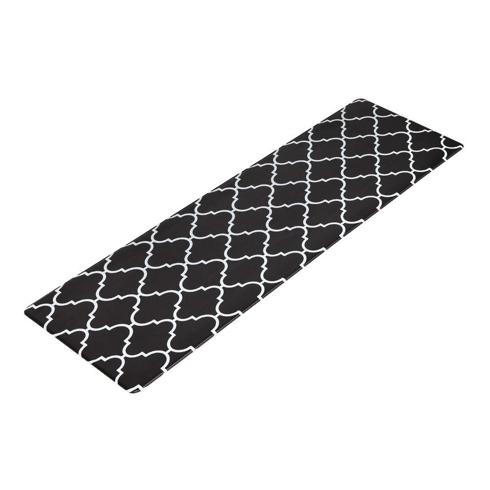 Non-Slip PVC Kitchen Floor Runner 50 x 160 cm, Waterproof Rug, Black Moroccan Trellis V1188-MS-617-066