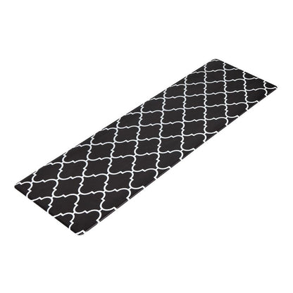 Non-Slip PVC Kitchen Floor Runner 50 x 160 cm, Waterproof Rug, Black Moroccan Trellis V1188-MS-617-066
