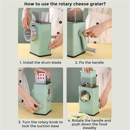 Manual Rotary Drum Grater, Vegetable Slicer, Chopper and Cheese Grater for Kitchen V1188-MS-617-068
